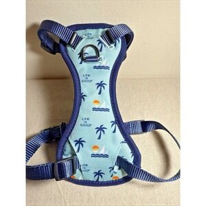 Life is Good Dog Harness Palm Tree Sailboat Print Blue Small‎ Adjustable